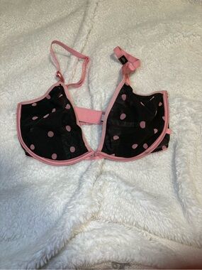 Victoria's Secret Black & Pink Polka Dot Underwire Bra